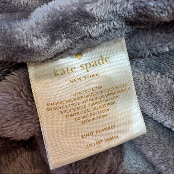Kate Spade blanket king size throw large grey shiny Soft Gray Blanket rare - Picture 2 of 4